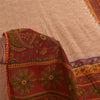 Sanskriti Vintage Sarees Peach/Red Pure Cotton Printed Sari 5+yd Craft Fabric