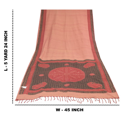 Sanskriti Vintage Sarees Indian Pink Pure Cotton Printed Sari 5+yd Craft Fabric