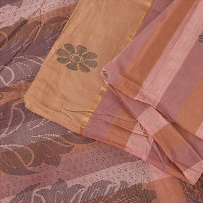 Sanskriti Vintage Sarees Indian Pure Cotton Woven Work Sari 5+yd Craft Fabric