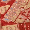 Sanskriti Vintage Sarees Peach/Red Pure Cotton Ikat Printed Sari 5+yd Fabric