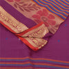 Sanskriti Vintage Sarees Purple Ikat Hand Woven Pure Cotton Sari 5+yd Fabric