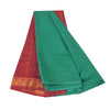 Sanskriti Vintage Sarees Green/Red ZarI Woven Print Pure Cotton Sari 5yd Fabric