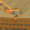 Sanskriti Vintage Sarees Gray Ikat Handwoven Odisha Pure Cotton Sari 5+yd Fabric