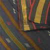 Sanskriti Vintage Sarees Black Tant Hand Woven 100% Pure Cotton Sari 5+yd Fabric