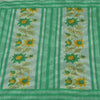 Sanskriti Vintage Sarees Green 100% Pure Cotton Printed Sari 5+yd Craft Fabric