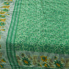 Sanskriti Vintage Sarees Green 100% Pure Cotton Printed Sari 5+yd Craft Fabric