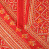 Sanskriti Vintage Sarees Red Patan Patola Pure Cotton Printed Sari 5+yd Fabric