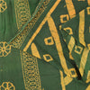 Sanskriti Vintage Sarees Green/Yellow Pure Cotton Batik Work Sari 5+yd Fabric