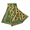 Sanskriti Vintage Sarees Green/Yellow Pure Cotton Batik Work Sari 5+yd Fabric