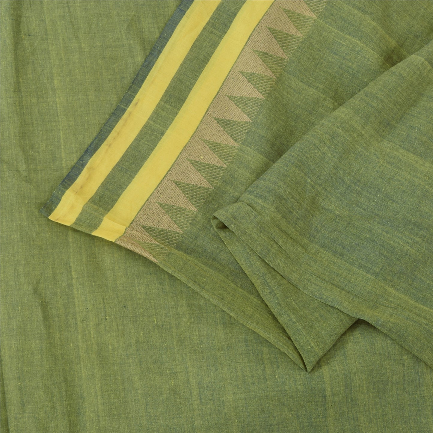 Sanskriti Vintage Sarees Indian Green Pure Cotton Woven Sari 6+yd Craft Fabric