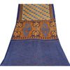 Sanskriti Vintage Sarees Blue/Yellow Pure Cotton Printed Sari 6+yd Craft Fabric