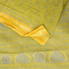 Sanskriti Vintage Sarees Yellow/Blue Pure Cotton Printed Sari 5+yd Craft Fabric