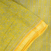 Sanskriti Vintage Sarees Yellow/Blue Pure Cotton Printed Sari 5+yd Craft Fabric