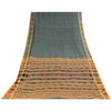 Sanskriti Vintage Sarees Gray Ikat Handwoven Odisha Pure Cotton Sari 5+yd Fabric