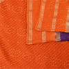 Sanskriti Vintage Sarees Purple/Orange Bandhani Painted Pure Cotton Sari Fabric