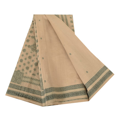 Sanskriti Vintage Sarees Indian Peach Woven Pure Cotton Sari 6+yd Craft Fabric