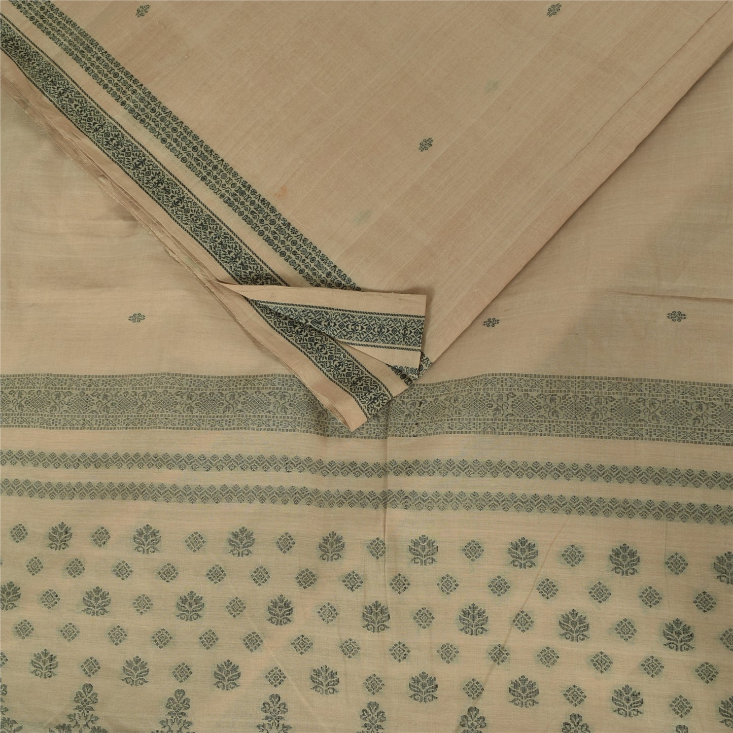 Sanskriti Vintage Sarees Indian Peach Woven Pure Cotton Sari 6+yd Craft Fabric