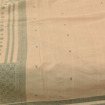 Sanskriti Vintage Sarees Indian Peach Woven Pure Cotton Sari 6+yd Craft Fabric