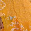 Sanskriti Vintage Sarees Yellow Warli Art Pure Cotton Printed Sari 5+yd Fabric