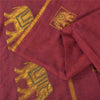 Sanskriti Vintage Sarees Red Elephant Hand Woven Pure Cotton Sari 5+yd Fabric