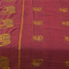 Sanskriti Vintage Sarees Red Elephant Hand Woven Pure Cotton Sari 5+yd Fabric