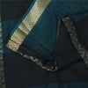 Sanskriti Vintage Sarees Blue/Black Woven Pure Cotton Sari 5+yd Craft Fabric