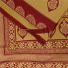 Sanskriti Vintage Sarees Pale Yellow/Red 100% Pure Cotton Print Sari 5+yd Fabric