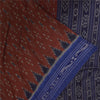 Sanskriti Vintage Sarees Red Ikat Handwoven Odisha Pure Cotton Sari 5+yd Fabric