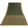 Sanskriti Vintage Sarees GreenIkat Handwoven Odisha Pure Cotton Sari 5+yd Fabric