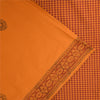 Sanskriti Vintage Sarees Saffron Hand Block Print Woven Pure Cotton Sari Fabric