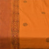 Sanskriti Vintage Sarees Saffron Hand Block Print Woven Pure Cotton Sari Fabric