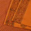 Sanskriti Vintage Sarees Saffron Hand Block Print Woven Pure Cotton Sari Fabric