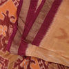 Sanskriti Vintage Sarees PeachIkat Handwoven Odisha Cotton Silk Sari 5+yd Fabric