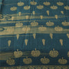 Sanskriti Vintage Sarees Indian Teal Pure Cotton Printed Sari 5+yd Craft Fabric