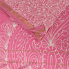 Sanskriti Vintage Sarees Pink Batik Work Zari Woven Pure Cotton Sari 5+yd Fabric