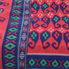 Sanskriti Vintage Sarees Red/Blue Pure Cotton Ikat Print Sari 5+yd Craft Fabric