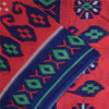 Sanskriti Vintage Sarees Red/Blue Pure Cotton Ikat Print Sari 5+yd Craft Fabric