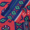 Sanskriti Vintage Sarees Red/Blue Pure Cotton Ikat Print Sari 5+yd Craft Fabric