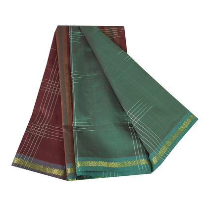 Sanskriti Vintage Sarees GreenIkat Handwoven Odisha Pure Cotton Sari 5+yd Fabric