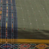 Sanskriti Vintage Sarees GreenIkat Handwoven Odisha Pure Cotton Sari 5+yd Fabric