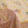 Sanskriti Vintage Sarees Cream 100% Pure Cotton Printed Sari 5+yd Craft Fabric