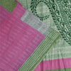 Sanskriti Vintage Sarees Indian Green Pure Cotton Printed Sari 5+yd Craft Fabric