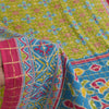 Sanskriti Vintage Sarees Green Patan Patola Print Woven Pure Cotton Sari Fabric