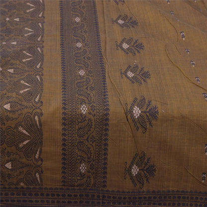 Sanskriti Vintage Sarees Heena-Green Hand Woven Pure Cotton Sari 5+yd SoftFabric