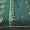 Sanskriti Vintage Sarees Teal Blue Woven Pure Cotton Paisley Sari 5+yd Fabric