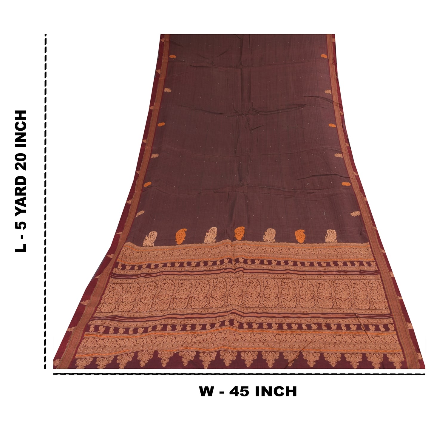 Sanskriti Vintage Sarees Wine Hand Woven 100% Pure Cotton Sari 5+yd Craft Fabric