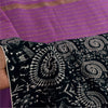 Sanskriti Vintage Sarees Purple Pure Cotton Warli Art/Woven Sari 5+yd Fabric