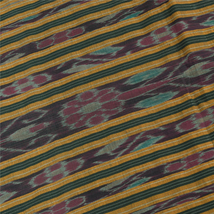 Sanskriti Vintage Sarees GreenIkat Handwoven Odisha Pure Cotton Sari 5+yd Fabric