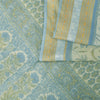 Sanskriti Vintage Sarees Ivory/Blue Pure Cotton Printed Sari 5+yd Craft Fabric