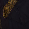 Sanskriti Vintage Sarees Black Pure Cotton Zari Woven/Solid Sari 5+yd Fabric